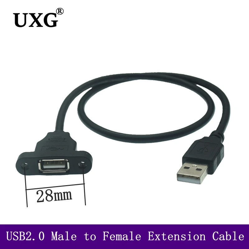 USB 2.0 Extension M/f Cable Male To Female Charging Data Cable Cord With Screw Panel Mount Foil+Braided Shielded Spacing 28mm