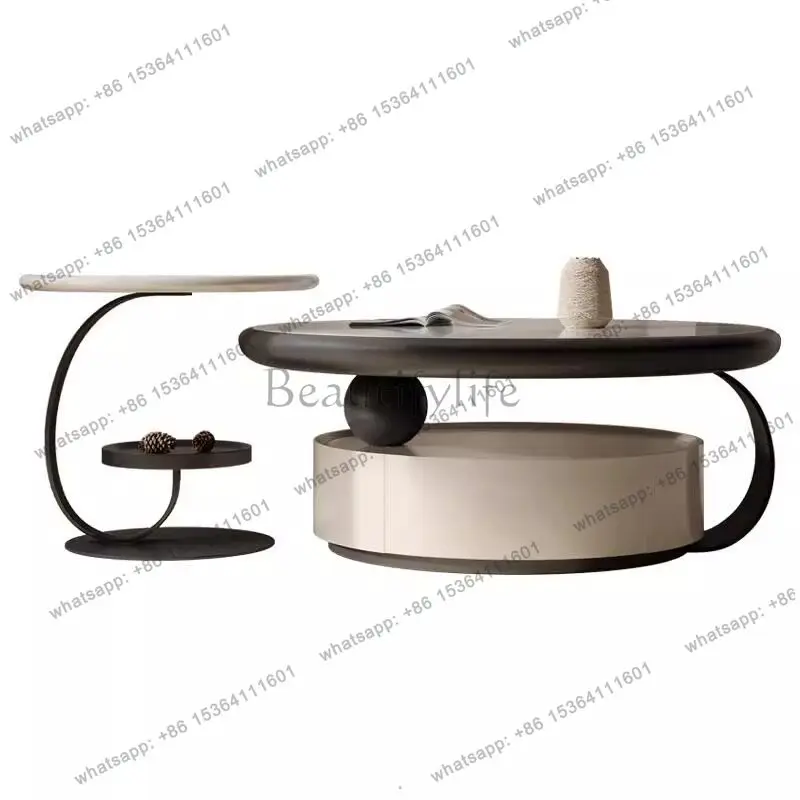 

Italian minimalist suspended coffee table living room household storage rock slab coffee table