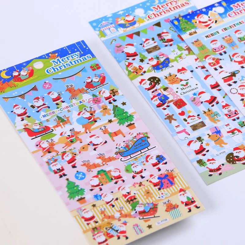 4 pcs Merry Christmas Golding Christmas Special Adhesive Stickers Scrapbooking DIY Journaling Diary Cute Stationery Stickers