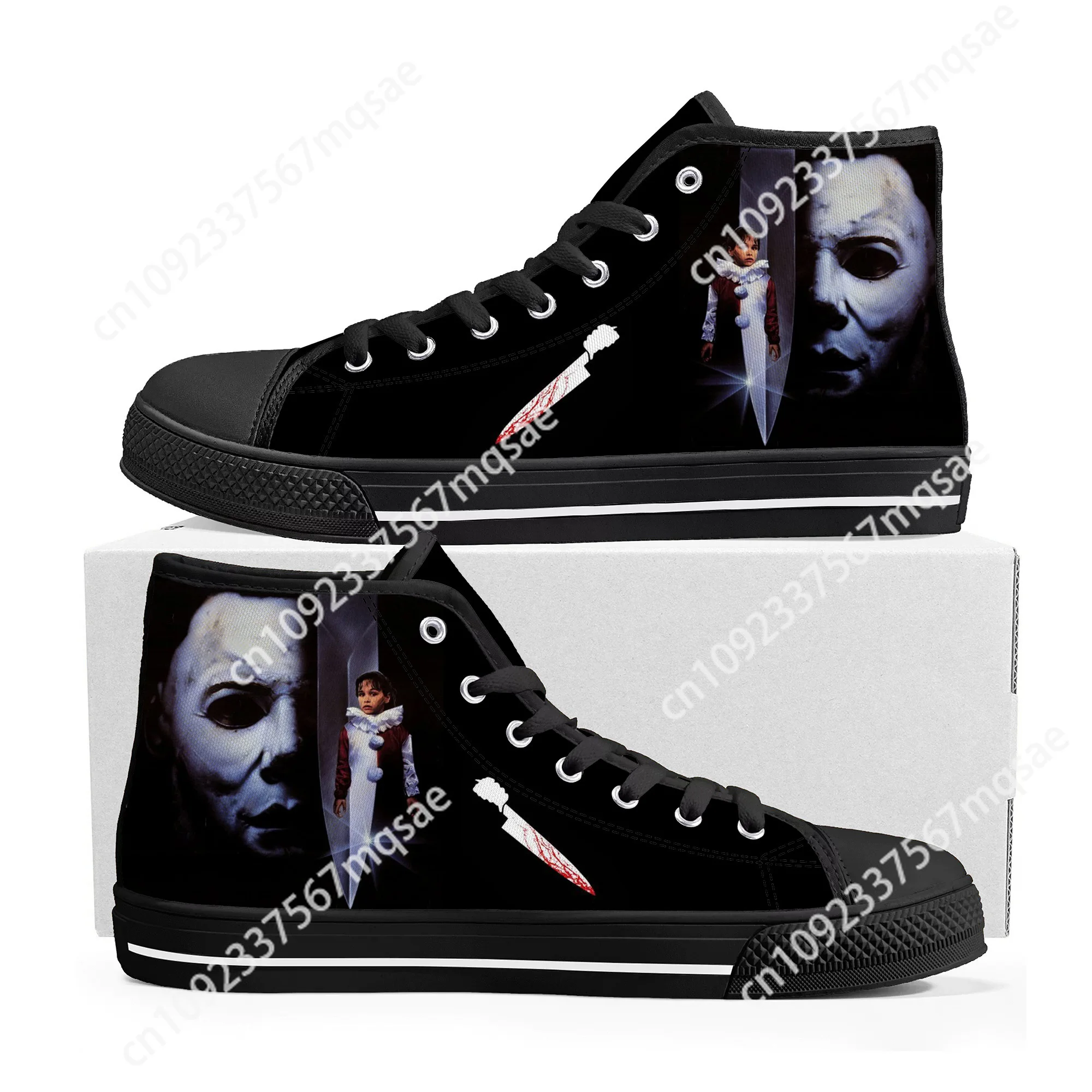 Michael Myers High Top Quality Sneakers Horror Halloween Mens Womens Teenager Canvas Sneaker Casual Couple Shoes Custom Shoe