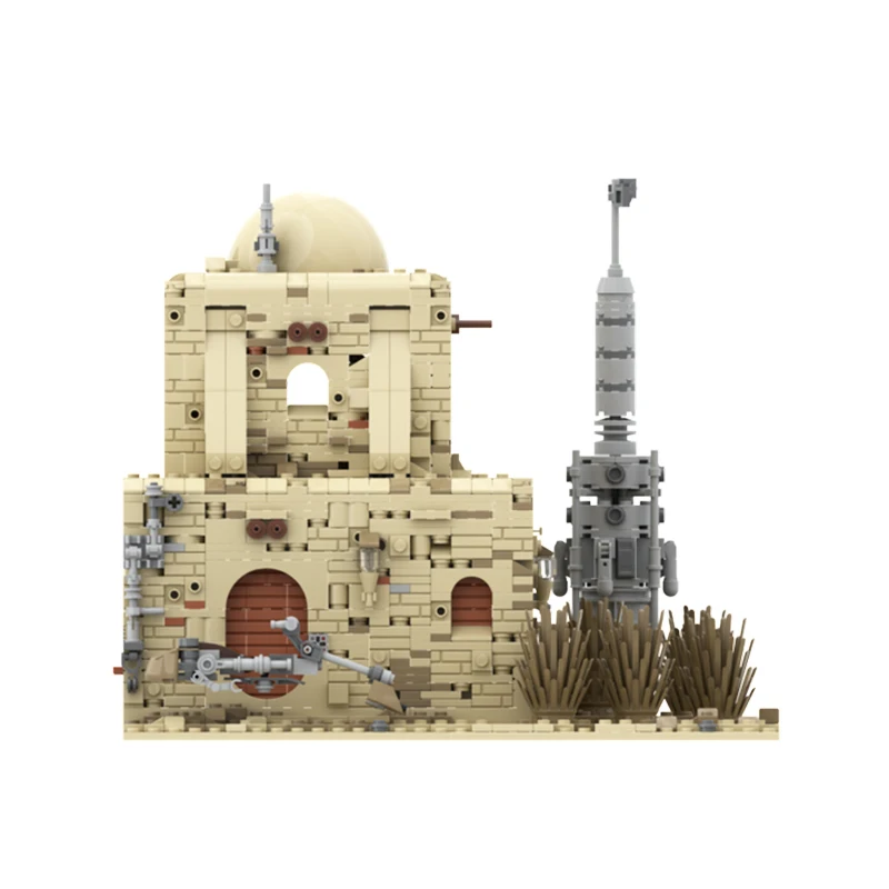 Série de guerra espacial deserto cidade base militar estação radar arquitetura moc bloco de construção casa diy modelo tijolo brinquedos fors presentes