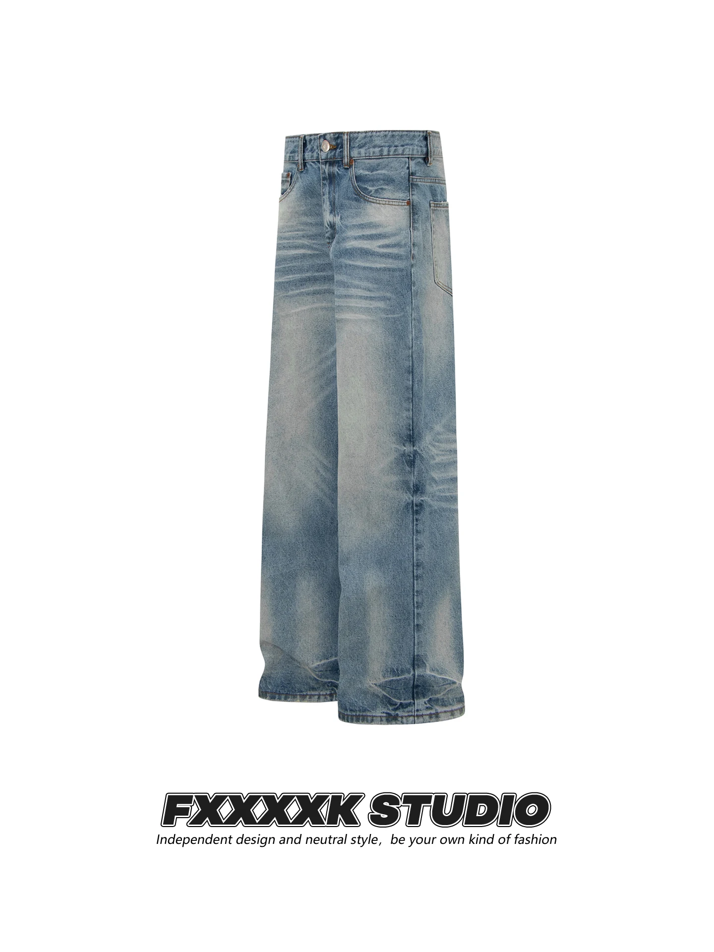 

Джинсы FXK Original American Retro Waed, с эффектом потертости, свободного кроя, прямые, расклешенные, с высокой талией, на молнии...