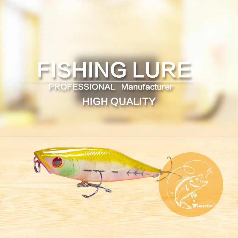 Thritop Artificial Lure Hard Bait 7cm 7g High Quality Tremble Hook 6 Colors for Option TP038 Professional Popper Fishing Tackle
