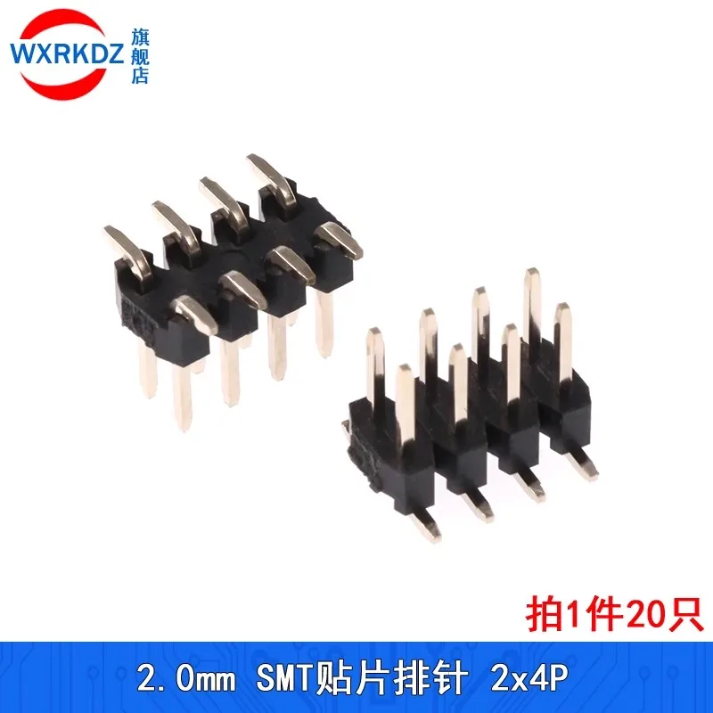 10 peças 2.0mm tira smt fileira dupla macho pino cabeçalho conector smd pinheader soquete 2*3/4/5/6/7/8/10/12/15/20/40pin para arduino
