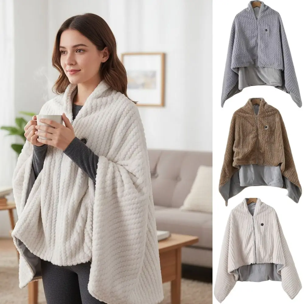 

Wearable USB Electric Heated Blanket 3 Heating Levels Portable Warming Shawl Washable Heating Lap Blanket Office/Home/Camping