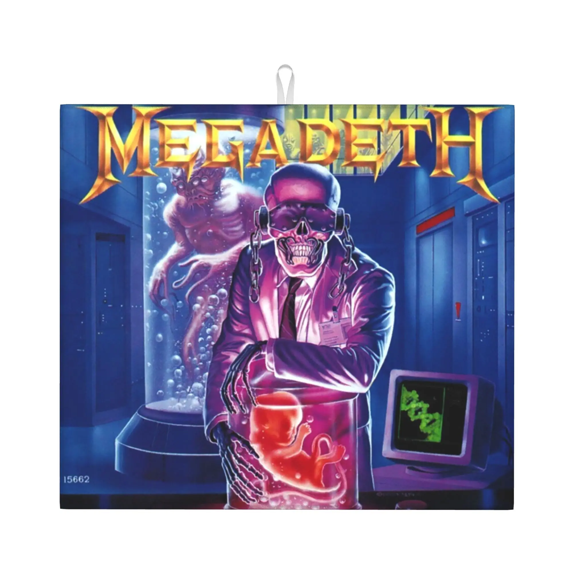 Megadeths Rest In Peace Blue Non‑Slip Waterproof Absorbent Barware Tableware Oil Proof Rock Band Bathroom Drying Mat For Kitchen