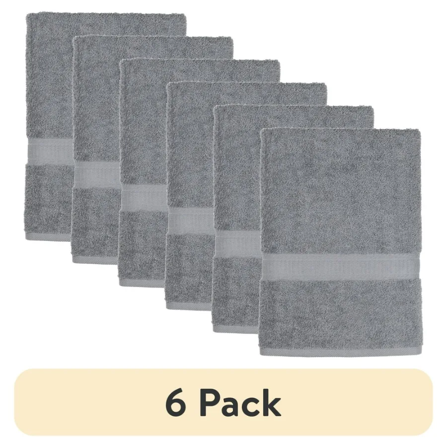 

6 pack 100 Cn Bath Towel Super Soft and Highly Absorbent Basic Solid Premium Bath Towel for Bathroom Hotels Spa and Gym Grey
