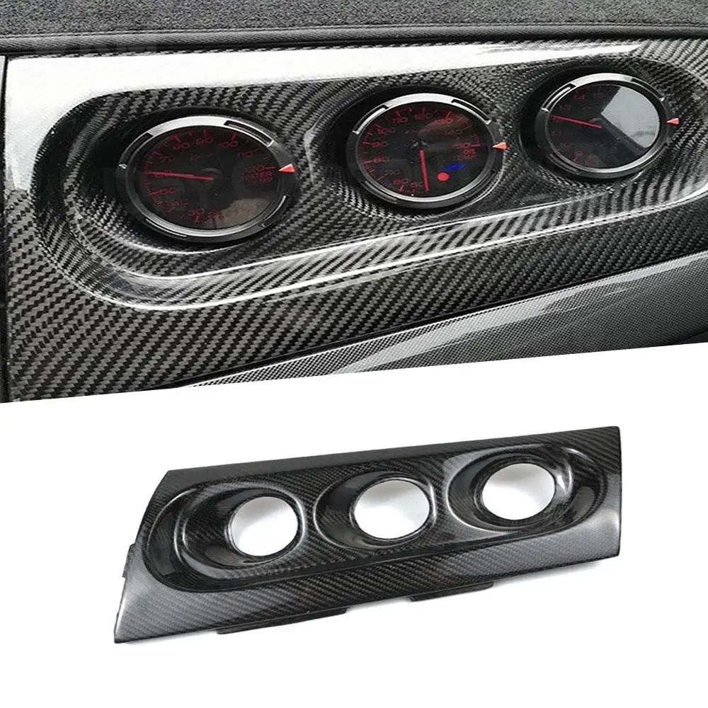 Carbon Fiber For Mitsubishi Lancer Evolution EVO 10X M7 2008-2012 Triple 3 Dash Gauge Pod Holder Panel Trim Cover Accessories