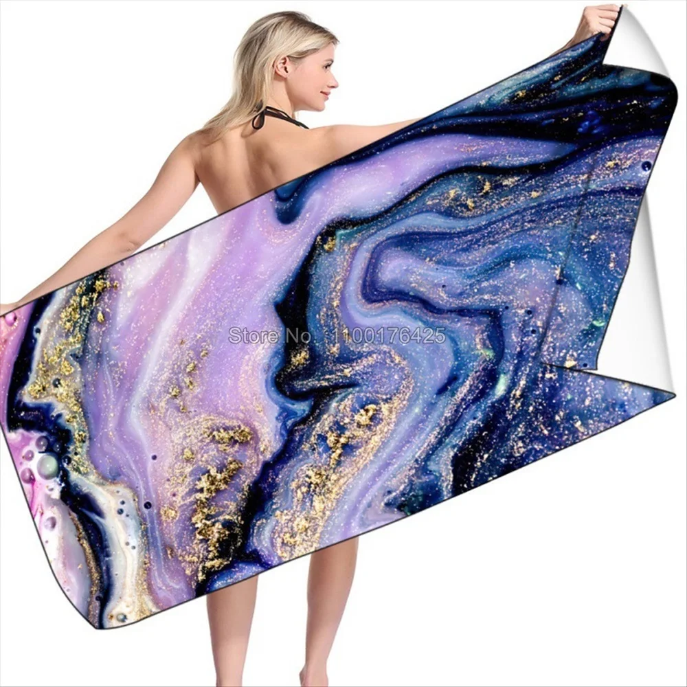 Beautiful Colored Quicksand Pattern Towels 3D Printed Microfiber Soft Water Absorbing Breathable Beach Towel Light And Thin