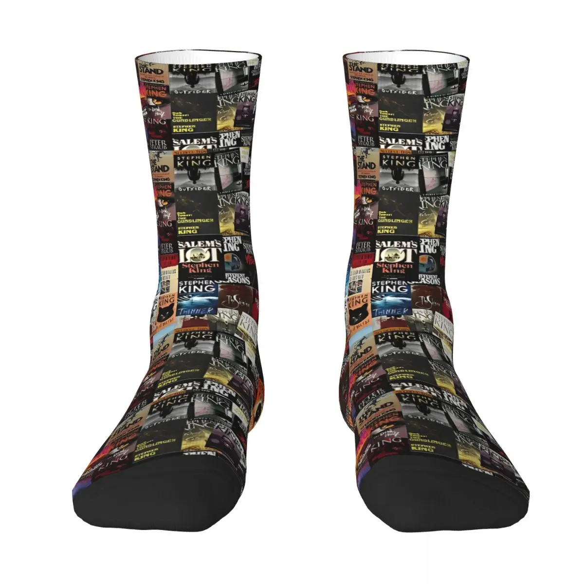 Stephen King Book Covers Socks Winter Halloween Horror Bookworm Stockings Gothic Adults Warm Soft Socks Outdoor Anti Skid Socks