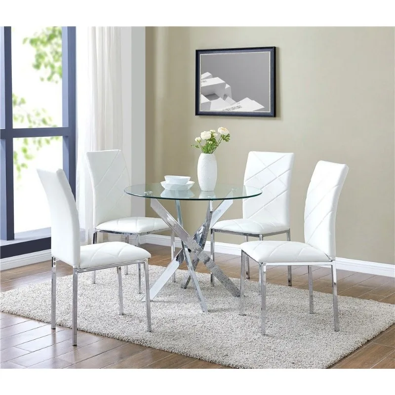 Classic 4-Seat Fiberglass Top Dining Table Set Dining Table and Chairs