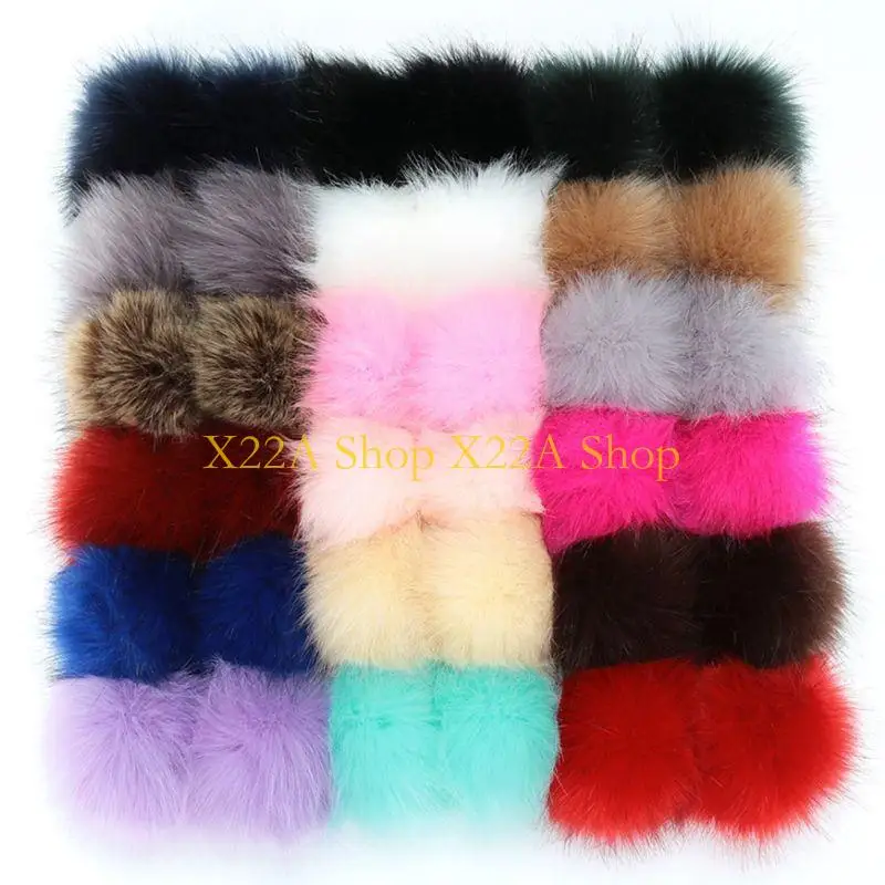 Unique 12Pcs Plush Pom Pom Balls with Elastic Loop DIY Ornament for Knitting