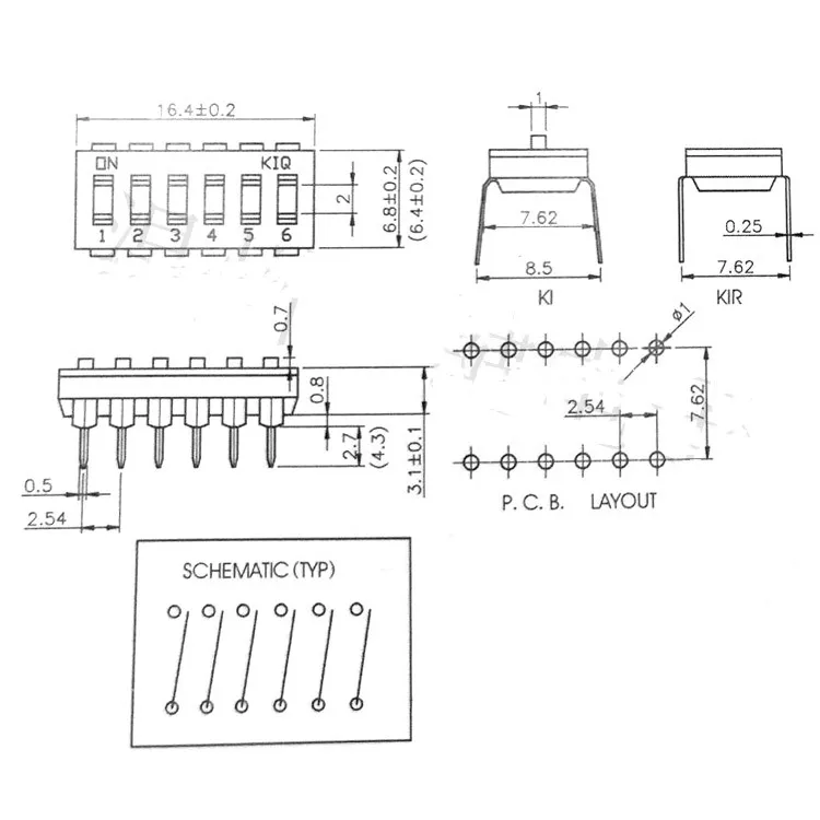 YYT 10PCS Slide Type DIP Switch Module 1 2 3 4 5 6 7 8 10PIN 2.54mm Position Way DIP Pitch Toggle Switch Black Snap Switch Dial