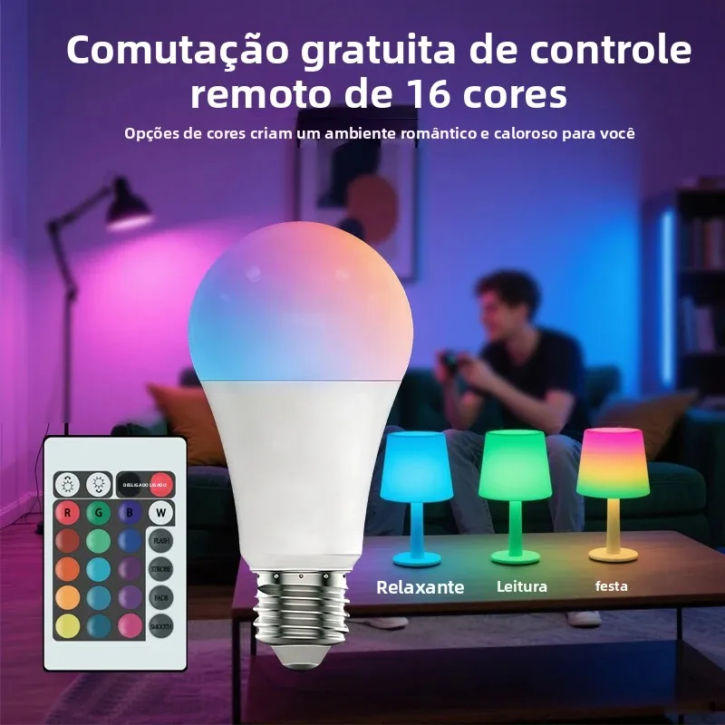 16 cores rgbw lâmpada led multicolorida e27 base 220v iluminação doméstica regulável 24 teclas controle remoto atmosfera luz de néon