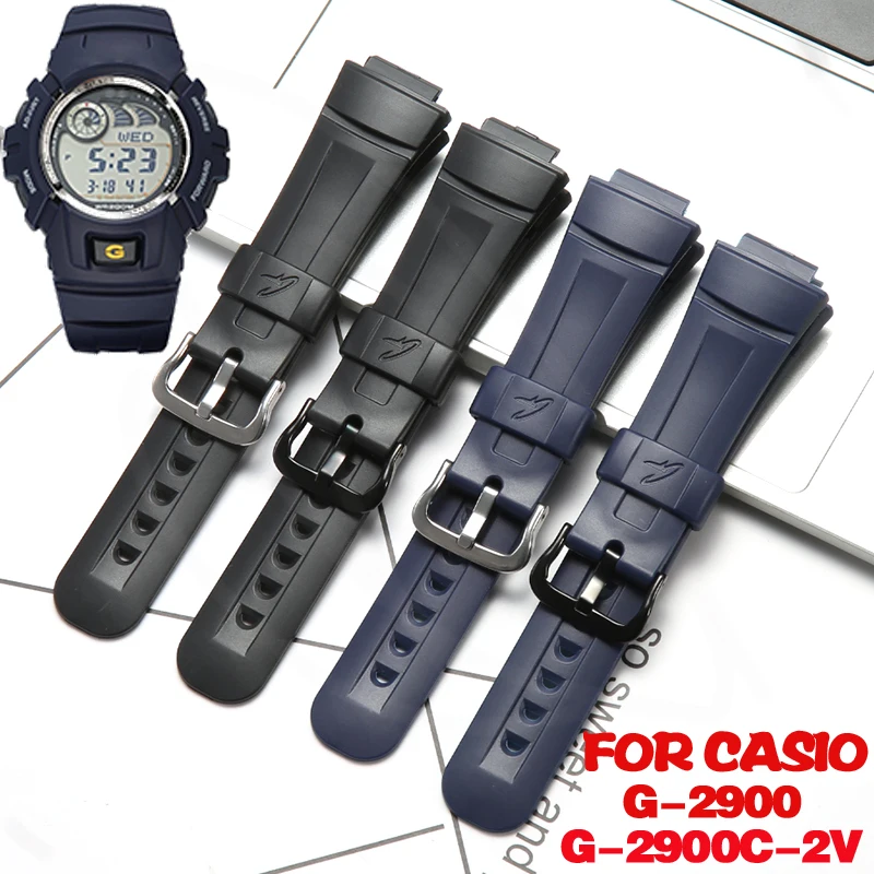 Watch Accessories For Casio G-2900 g 2900 Strap G-2900C-2V Bracelet Resin Silicone Men\'s Sports Waterproof  Pin Buckle Watchband