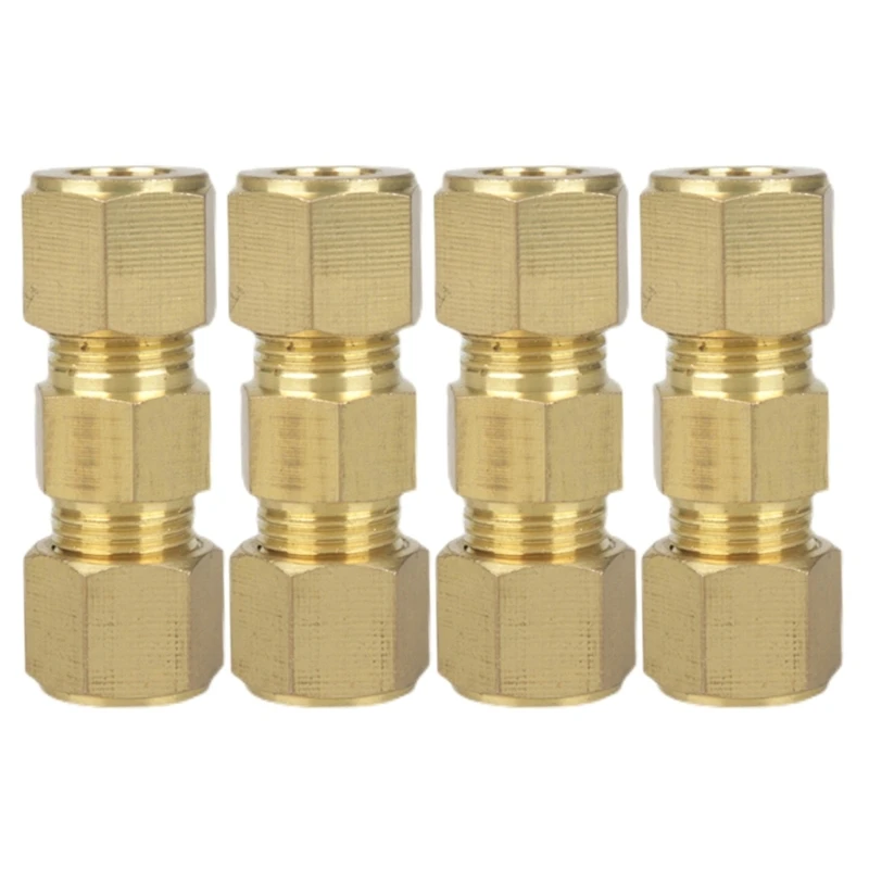 

Q2Q4 Home Appliance Brass Compression Tube Fittings 1/4inch Od Pipe Connector for Refrigerator Water Line Plumbing Connection