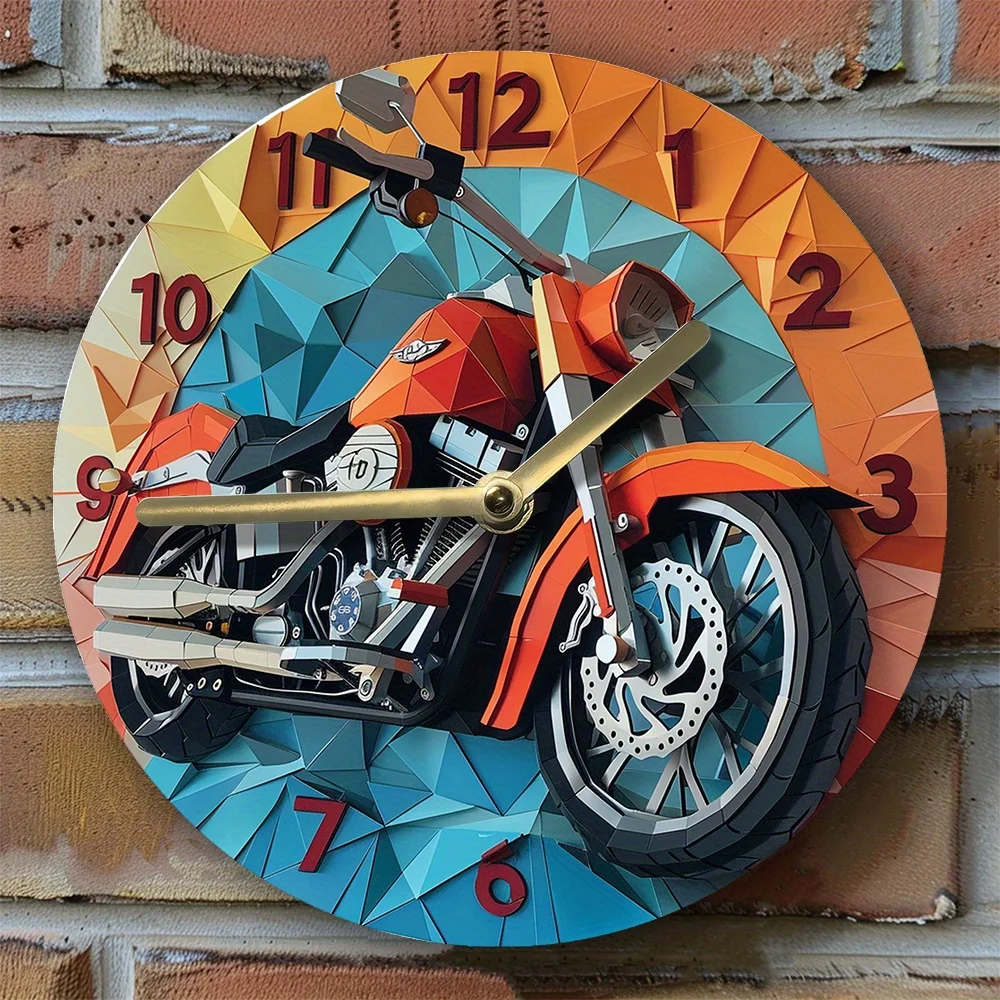 Silent Wall Clock - Motorcycle Theme, Perfect for Dorms & Mother'S Day Decor Wall Clock Modern Design  Living Room Decoration