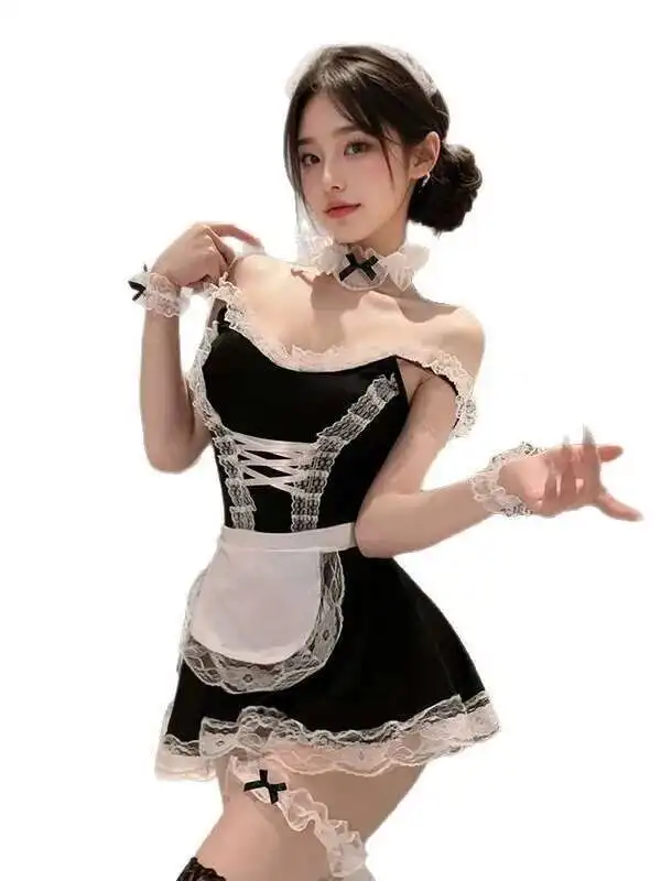 Seksowny koronkowy wolny damski kostium pokojówki biustonosze damska koszula nocna odgrywanie ról pasja garnitur nowa sukienka elegancka urocza słodka śliczna VDMZ