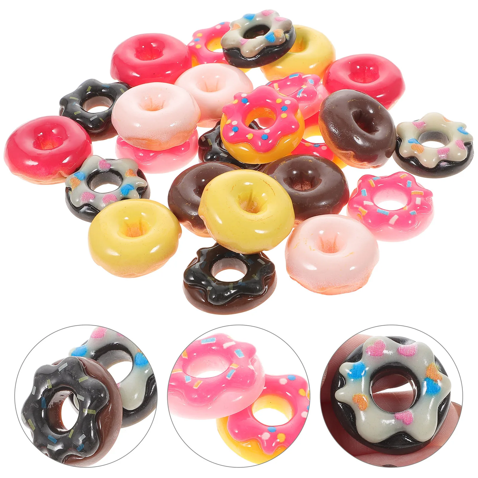 

24pcs Simulation Donut Charms Diy Keychain Pendant For Jewelry Making Crafts Supplies Doughnut-Shaped Charms Diy Handicrafts