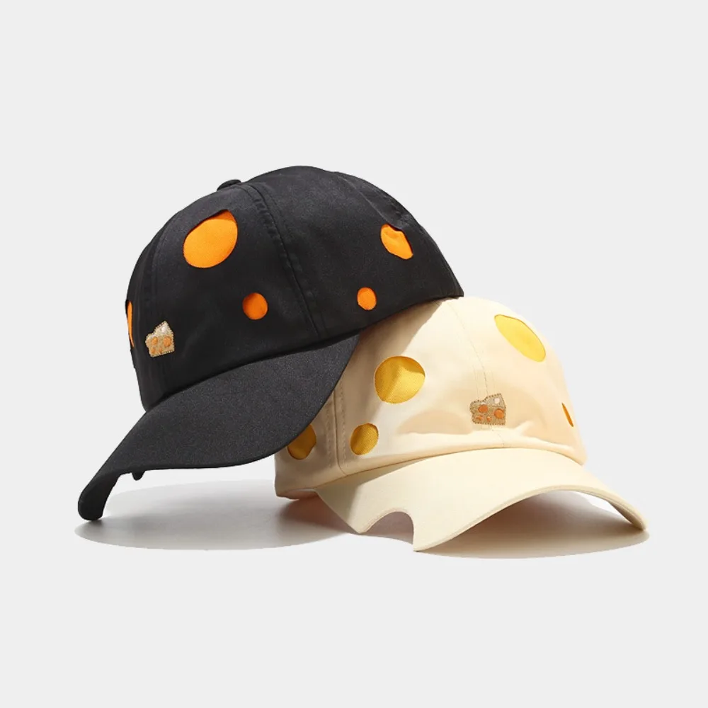 

Korean Style Cheese Baseball Cap Sunscreen Solid Color Cheese Embroider Sun Hat Adjustable Cotton