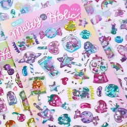 1pc Kawaii Animals&Dessert&Candy 3D Crystal Decor Stickers Scrapbooking Diy Journaling Stationery Diary Sticker Gift Prizes Kids