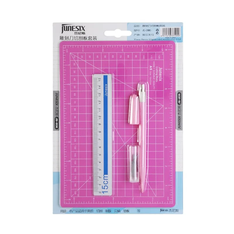 Multifunctional Craft Cutting Pad Set Single-Sided Cutting Mat A5 with Carving Knife Ruler for Leather Process DIY Carving - view 4
