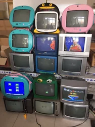 Playable Old-Fashioned Color TV Old Style TV 14-Inch Nostalgic Collection Retro Decoration Linkable Little Overlord