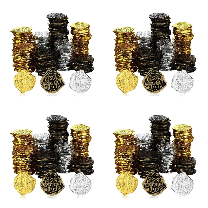 

1200 Pcs Plastic Gold Coins Pirate Coins Kids Play Coins For Pirate Party Treasure Chest Games Tokens Toys Cosplay