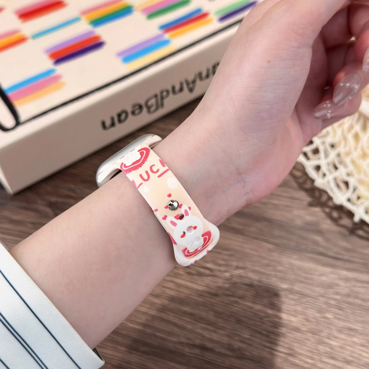 Cute Animal Print Silicone Strap for Apple Watch 38/40/41/42/44/45/49mm Sweet Kawaii Replacement Wristband for iWatch Series - view 4
