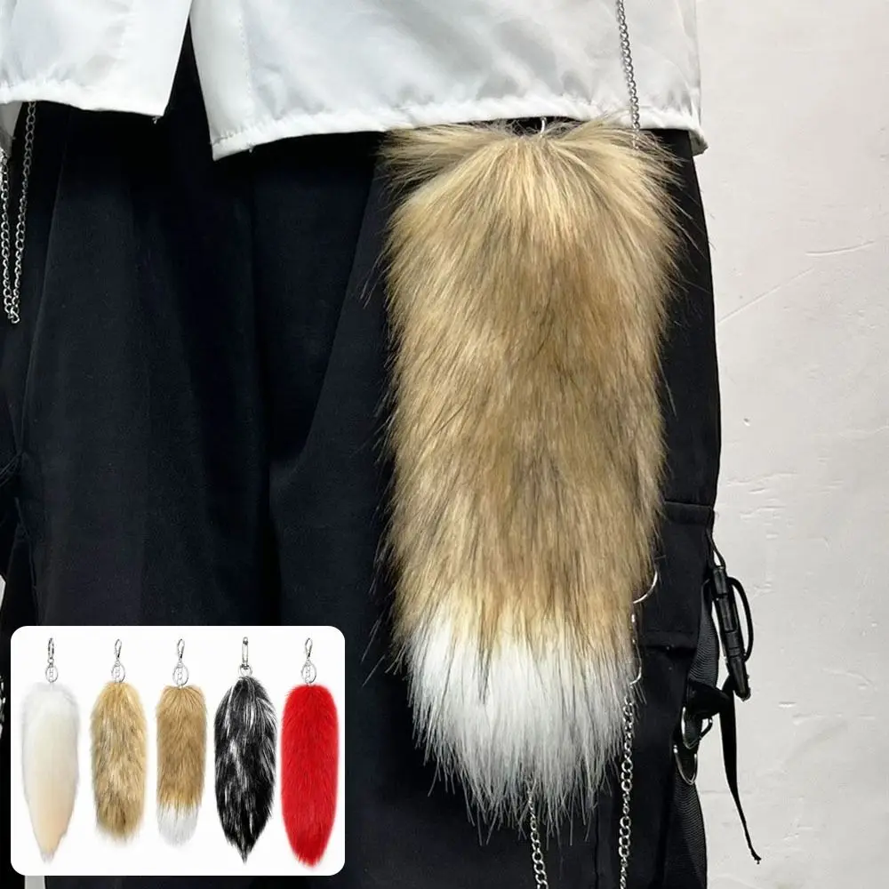 Cute Long Tail Plush Tail Keychain Soft Fluffy Faux Fur Charm Versatile Plush Plush Tail Pendant Backpack