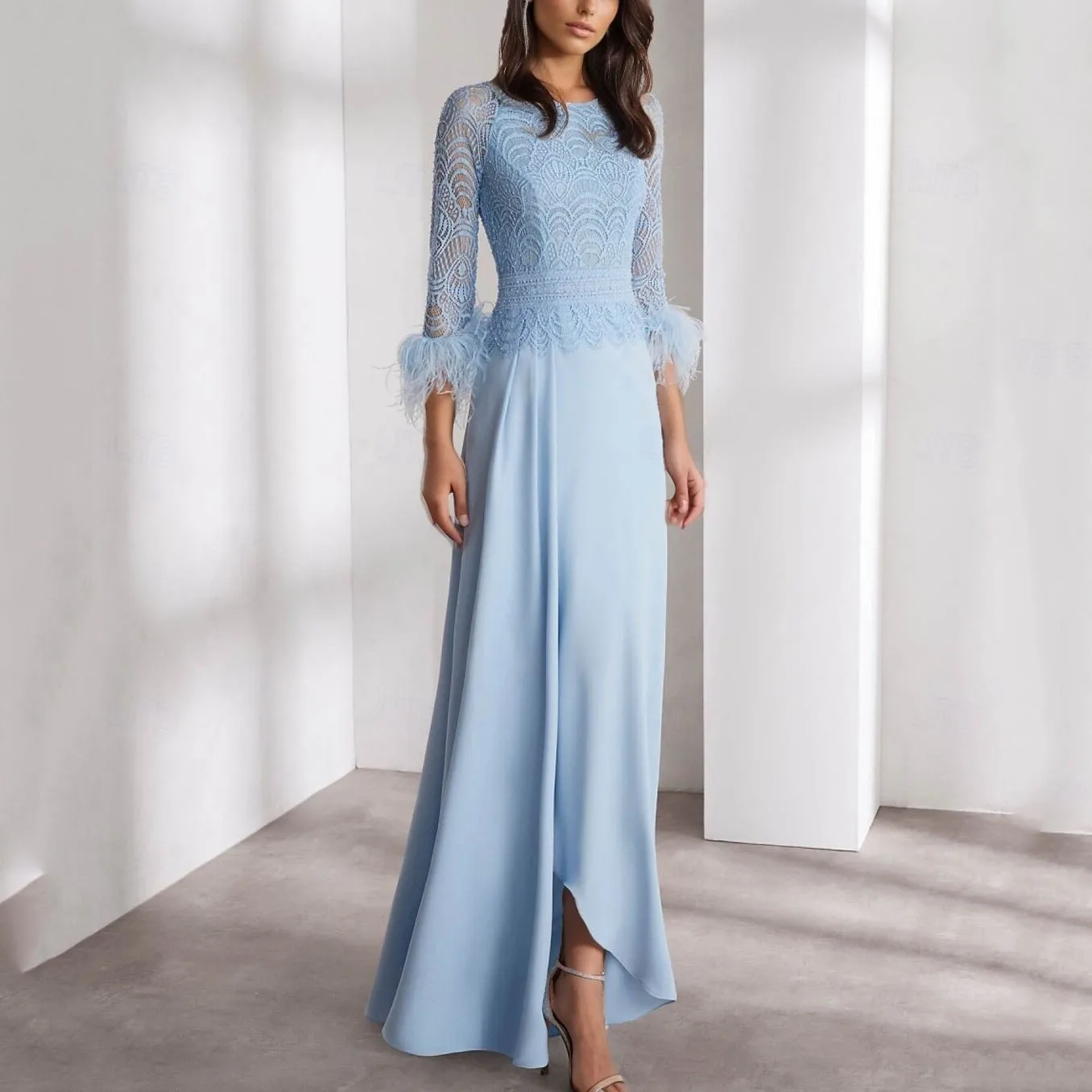 Customized O-neck Mother of the Bride Dress A Line Guest Dress Three Quarter Sleeve Party Gown Elegant Robe Invitée Mariage