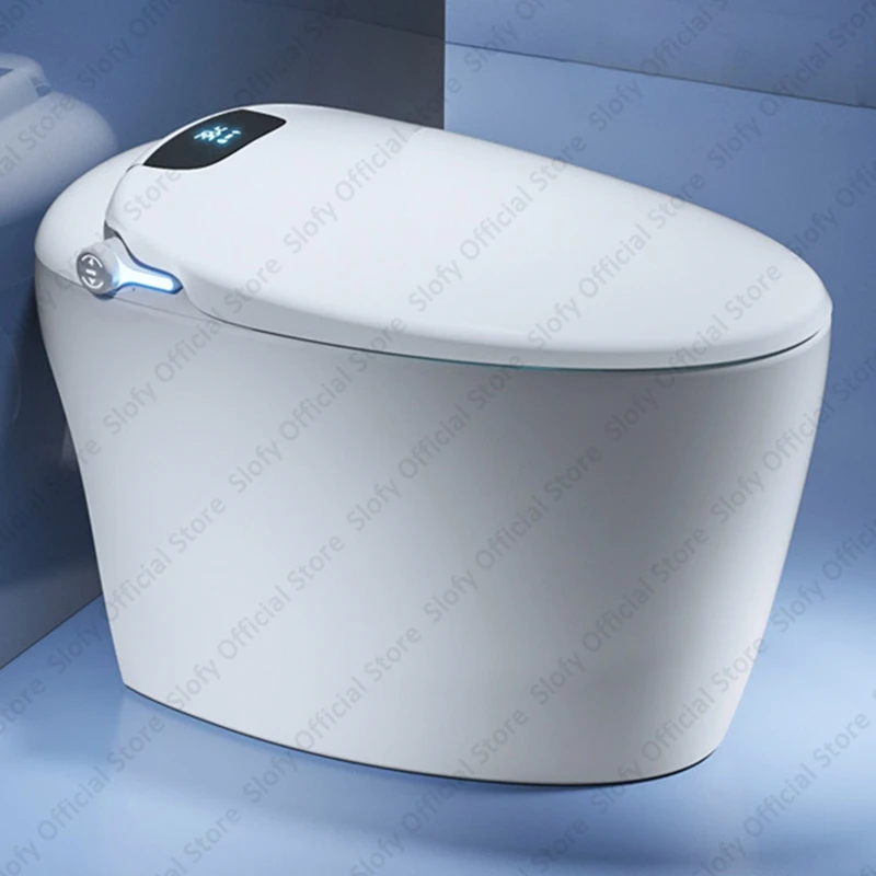 Längliche intelligente Toilette mit Bidet, integrierter Wassertank, Toilette, warmes Wasser, automatische Spülung, beheizter Sitz, Fernbedienung, Nachtlichttoilette