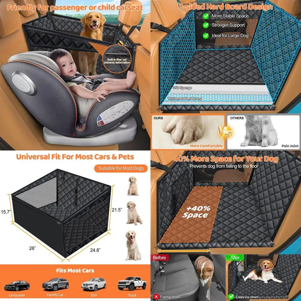 

Large Dog Car Seat Cover with Waterproof Hammock and Back Seat Extender for SUVs and Trucks, Supports up to 200 lbs