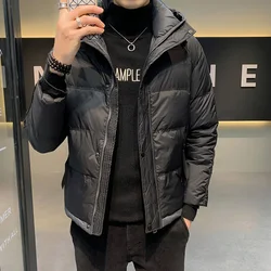 Neue 2024 herbst Winter männer Warme Mit Kapuze Ente Unten Jacken Outwear Casual Einfarbig Lose Winddicht Puffer Mäntel Verdicken tops