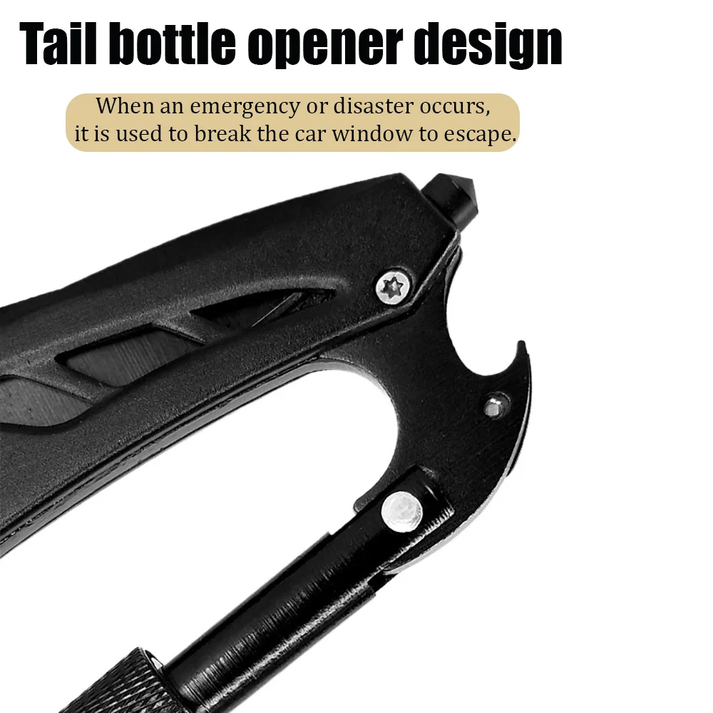 Foldable Multi-purpose Outdoor Mountaineering Buckle Tool Camping Hiking Carabiner Stainless Steel Portable Mini Pocket Knife