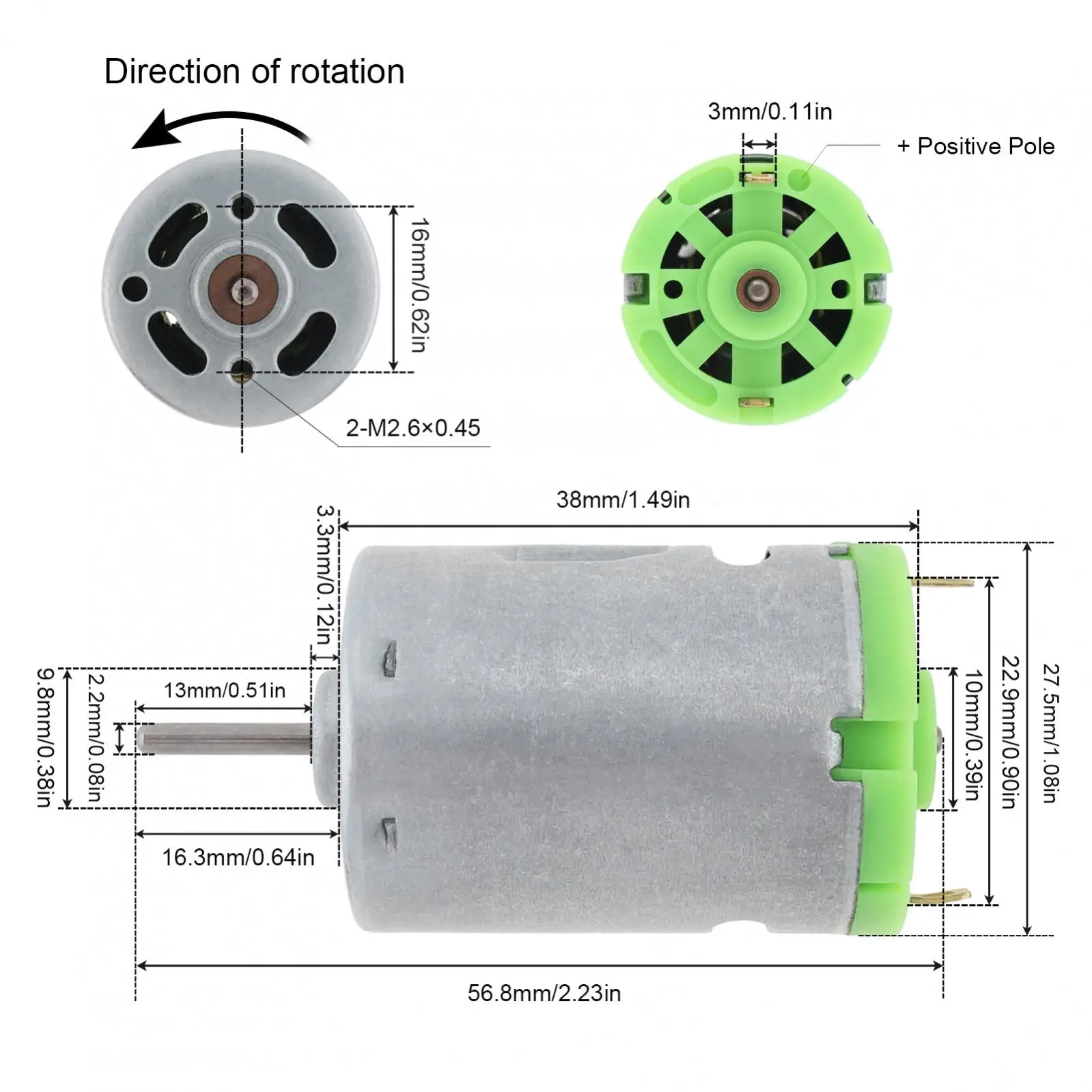 R380 6-24V DC Motor 24000RPM High Speed Micro Motor Metal Stainless Steel Motor for DIY Toys Hair Drier Small Appliance