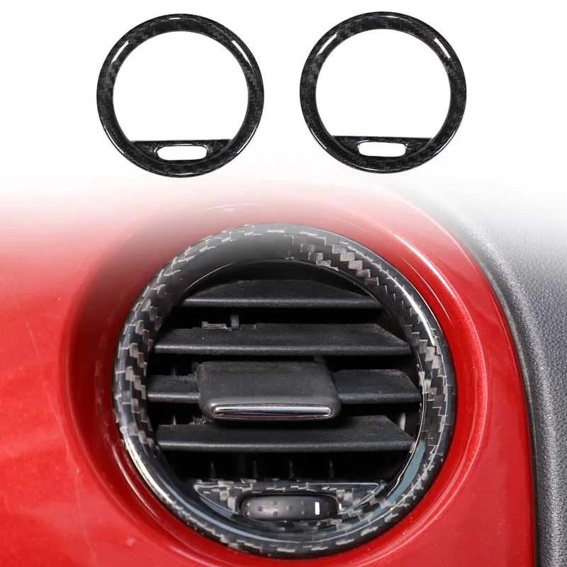 

2Pcs Real carbon fiber For Fiat 500 Abarth 2008-2015 car center control side air outlet frame decorative sticker car accessories