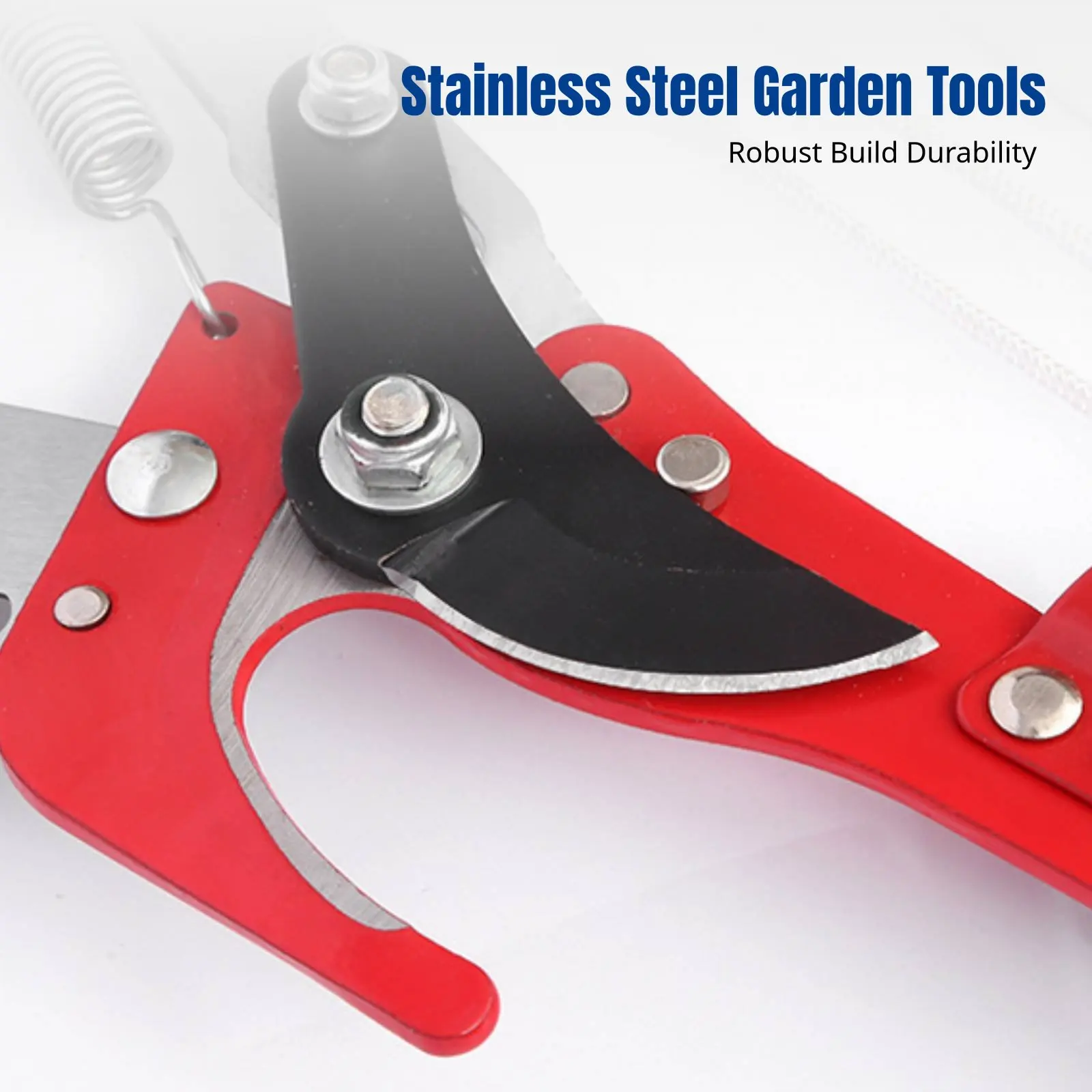 High Branch Pruner, Garden Pole Saw, Pulley Assisted, Rope Operated, Stainless Steel, Telescopic Extension Rod, Multi-Purpose