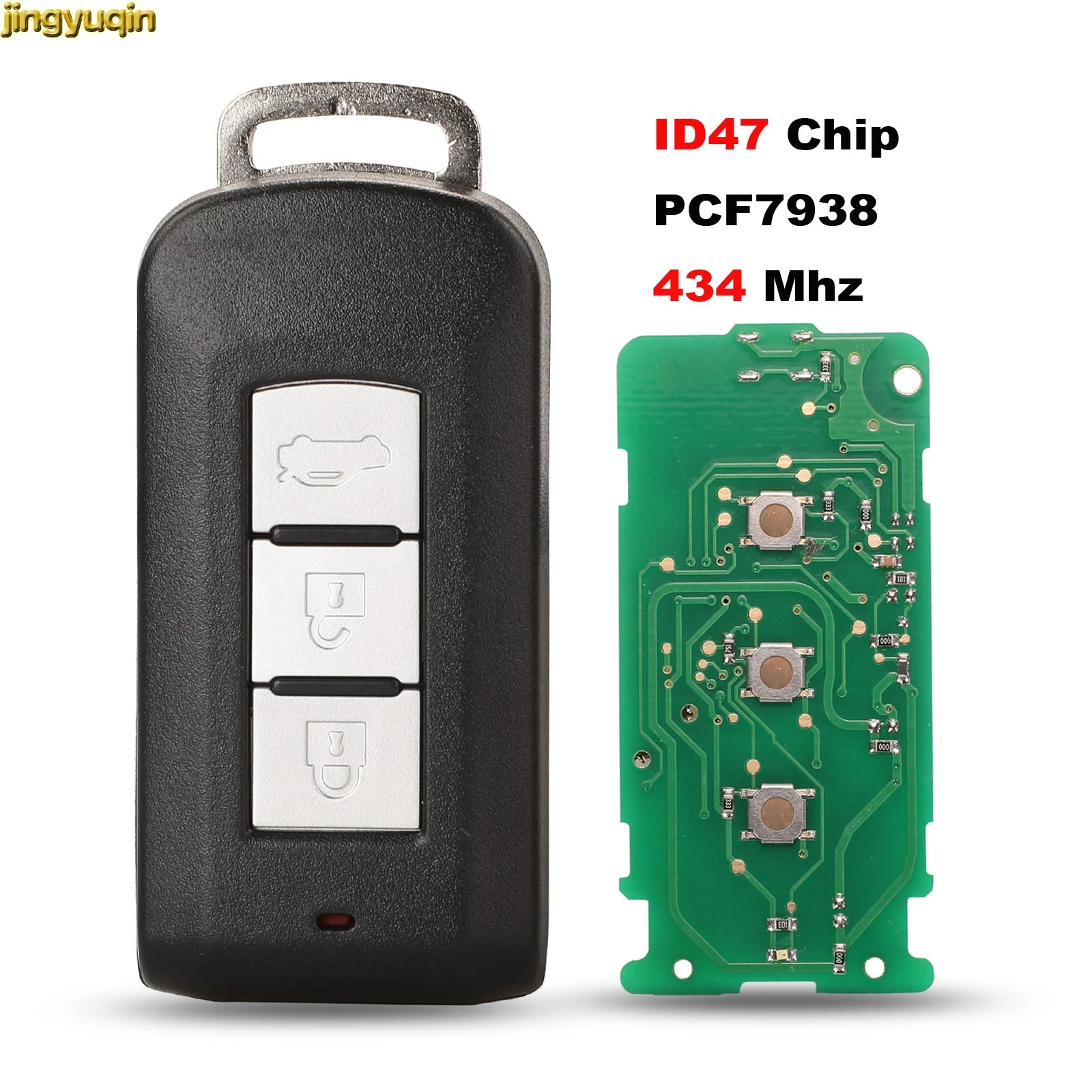 

Jingyuqin Remote Car Key Control 434MHZ ID47 PCF7938 For Mitsubishi Eclipse Cross Outlander ASX LANCER Pajero Sport 3 Button Fob