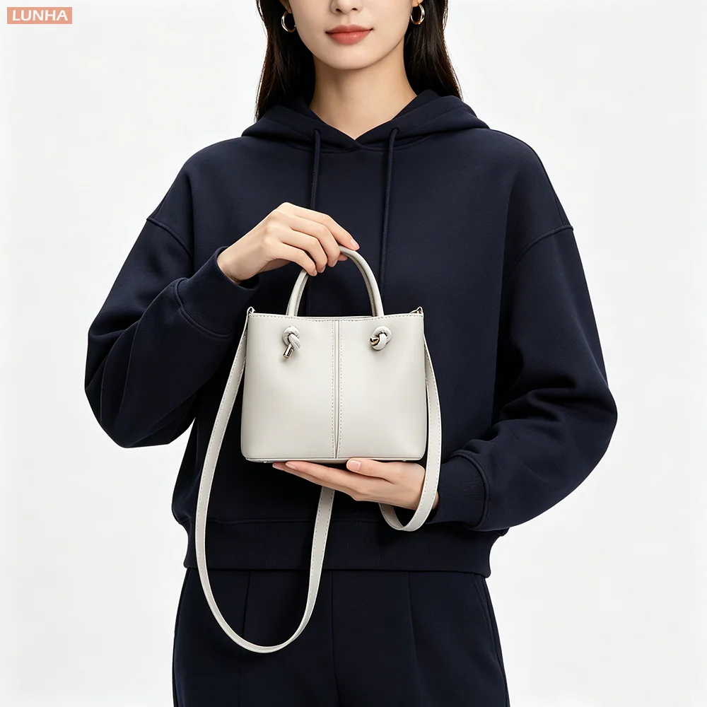 Luxury Minimalist PU Leather Convertible Knot Tote Bag Multi-Way Mini Shoulder Handbag for Women Daily Work Comute