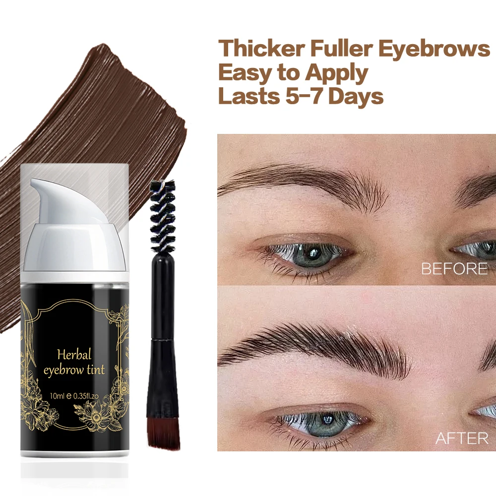 Henna do brwi DIY w domu, czarno-brązowy, naturalnie wyglądający wzmacniacz brwi, wodoodporny, długotrwały zestaw do farbowania brwi, 6 kolorów