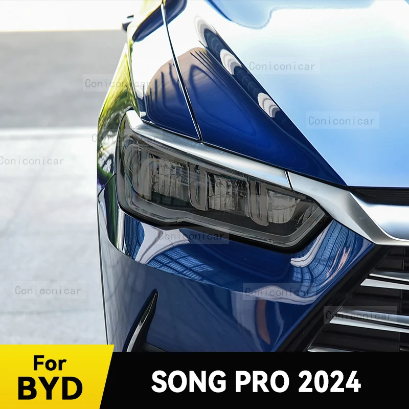 For BYD SONG PRO 2024 Car Headlight Protective Cover Film Front Light TPU Anti-scratch Headlamp Tint Sticker Accessories