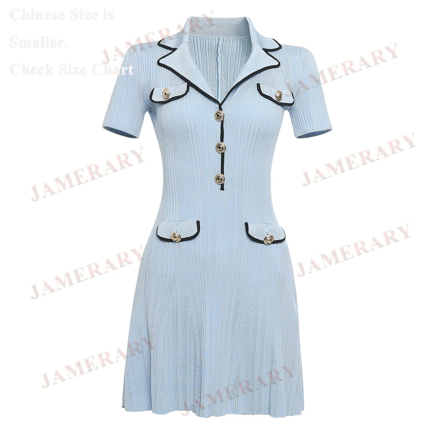 エレガントな夏の半袖ニットドレス女性秋黒、白シングルブレストシースレトロプリーツニットセータードレス