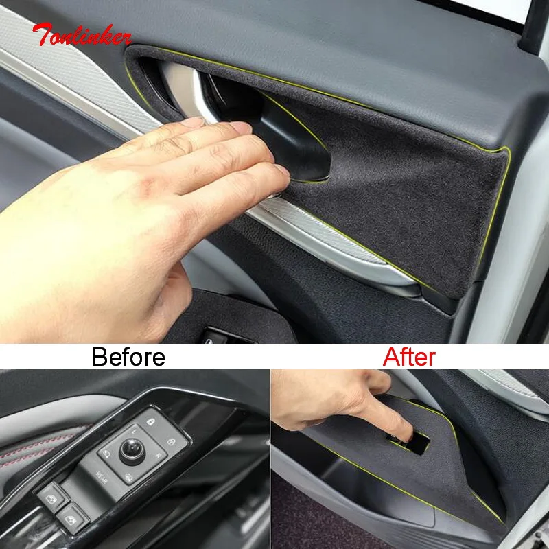 

Tonlinker Interior Car Mouldings Parts Cover Sticker for Volkswagen ID3 ID4 2021-22 Car Styling 1/4 PCS ABS Suede Cover Sticker