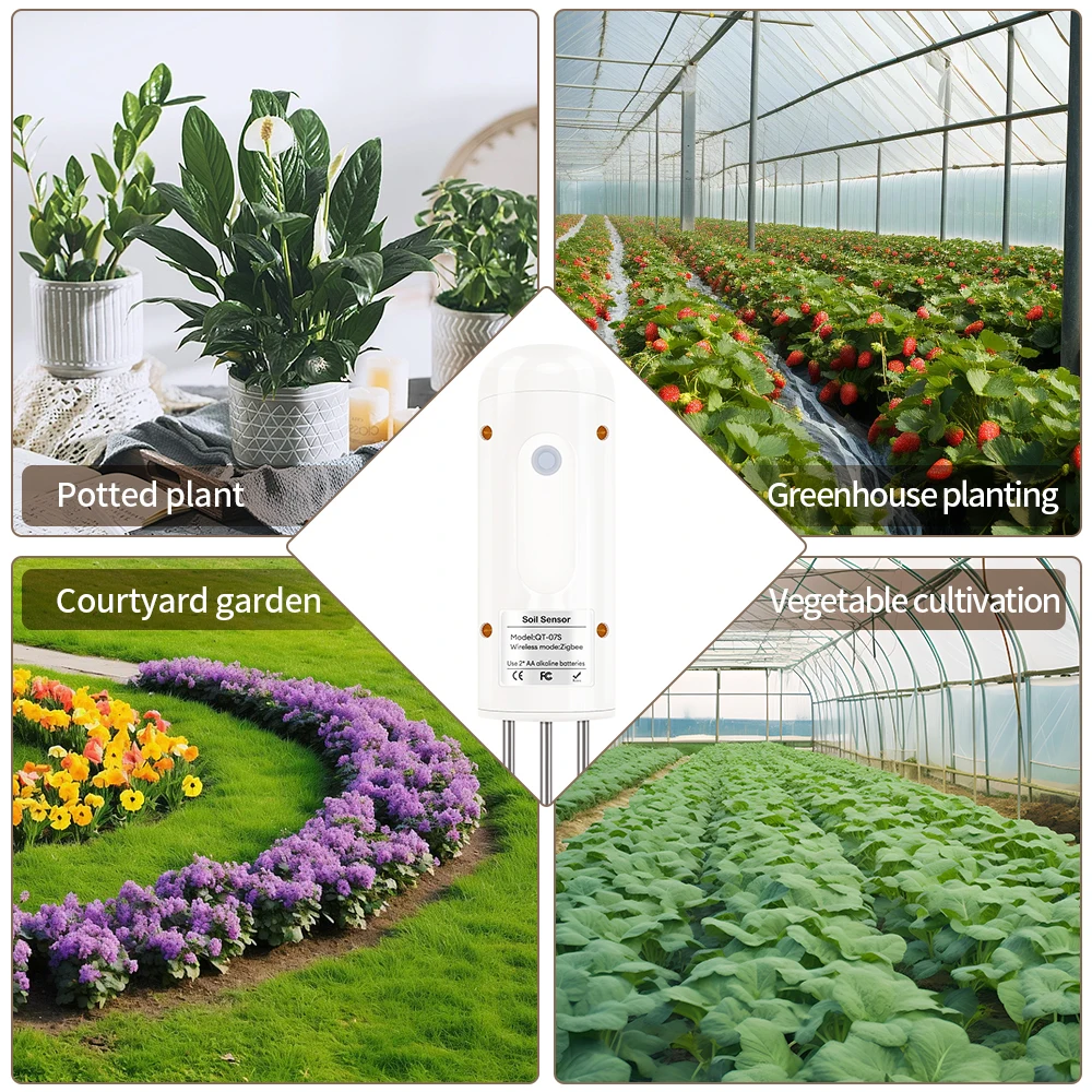 زيجبي الذكية كاشف درجة حرارة التربة والرطوبة اللاسلكية مستشعر التربة IP67 مقياس رطوبة التربة زراعة البستنة أداة
