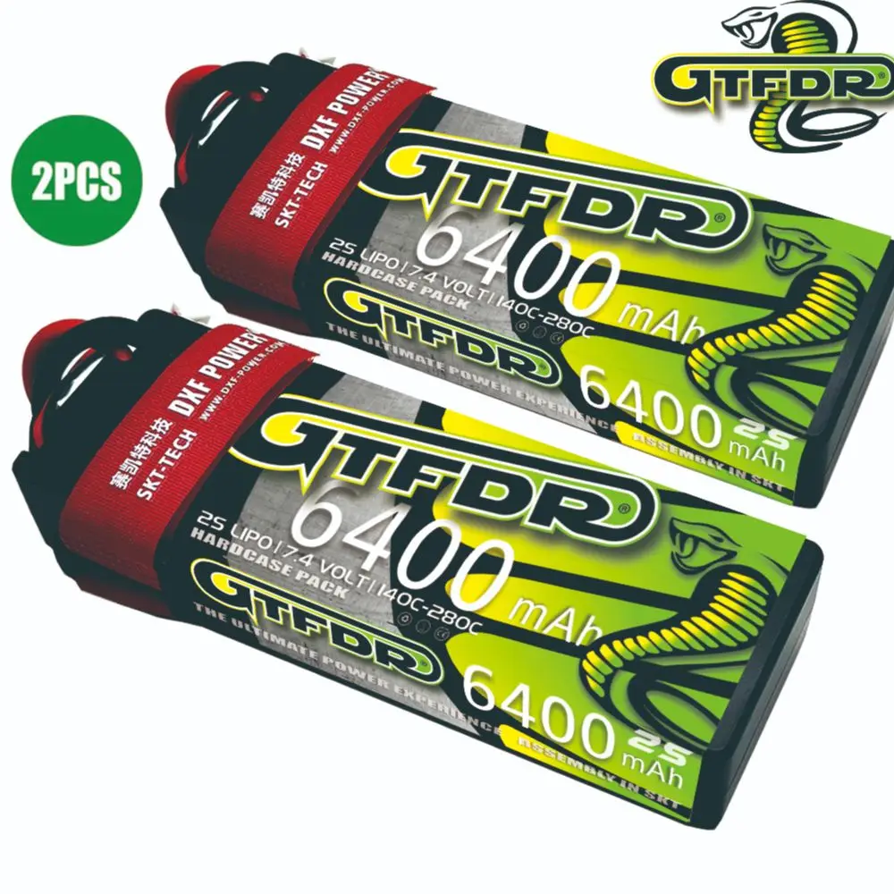 2PCS GTFDR Lipo 2S Battery 7.4V 7.6V 8400Mah 8200Mah 7500Mah 7000Mah 6400Mah 120C 140C Graphene For 1/10 RC Buggy Truck Car