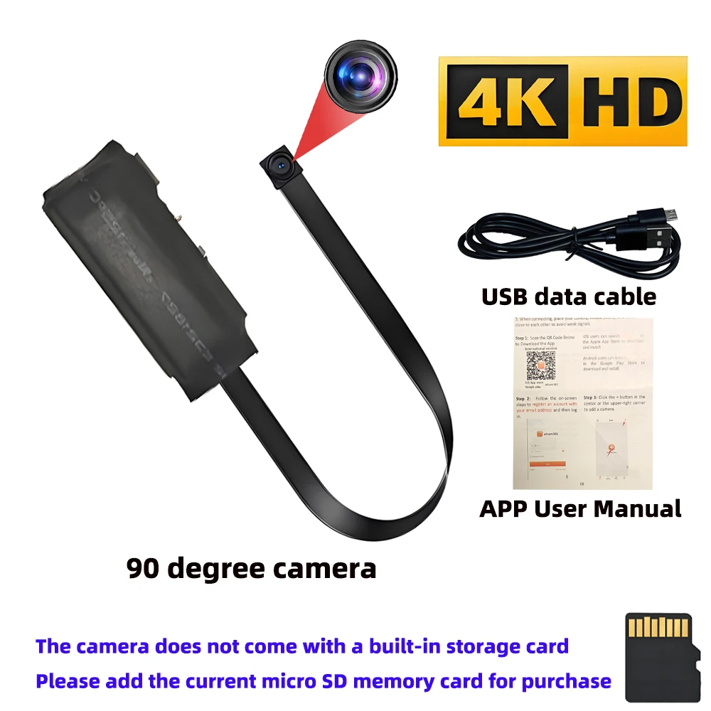 4KHD mini WiFi-camera met weergave op afstand, mobiele detectie en andere functies, draadloze HD-camera in doe-het-zelf-oppasstijl