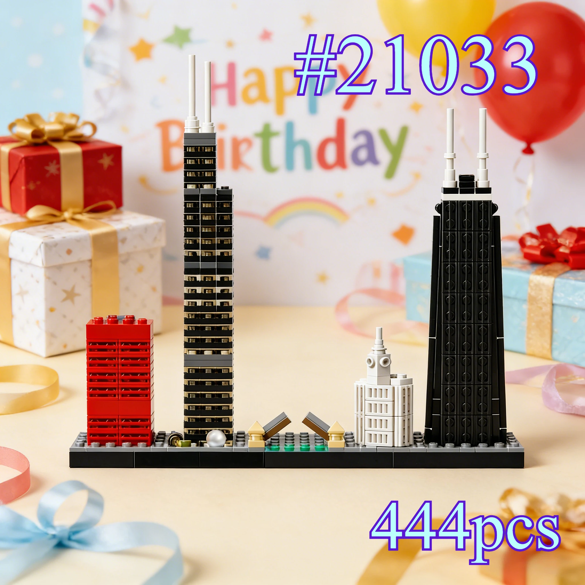 

Конструктор «Иконические здания Чикаго» (21033), 444 детали, совместимый с Lego, идеально подходит для рождественских подарков.