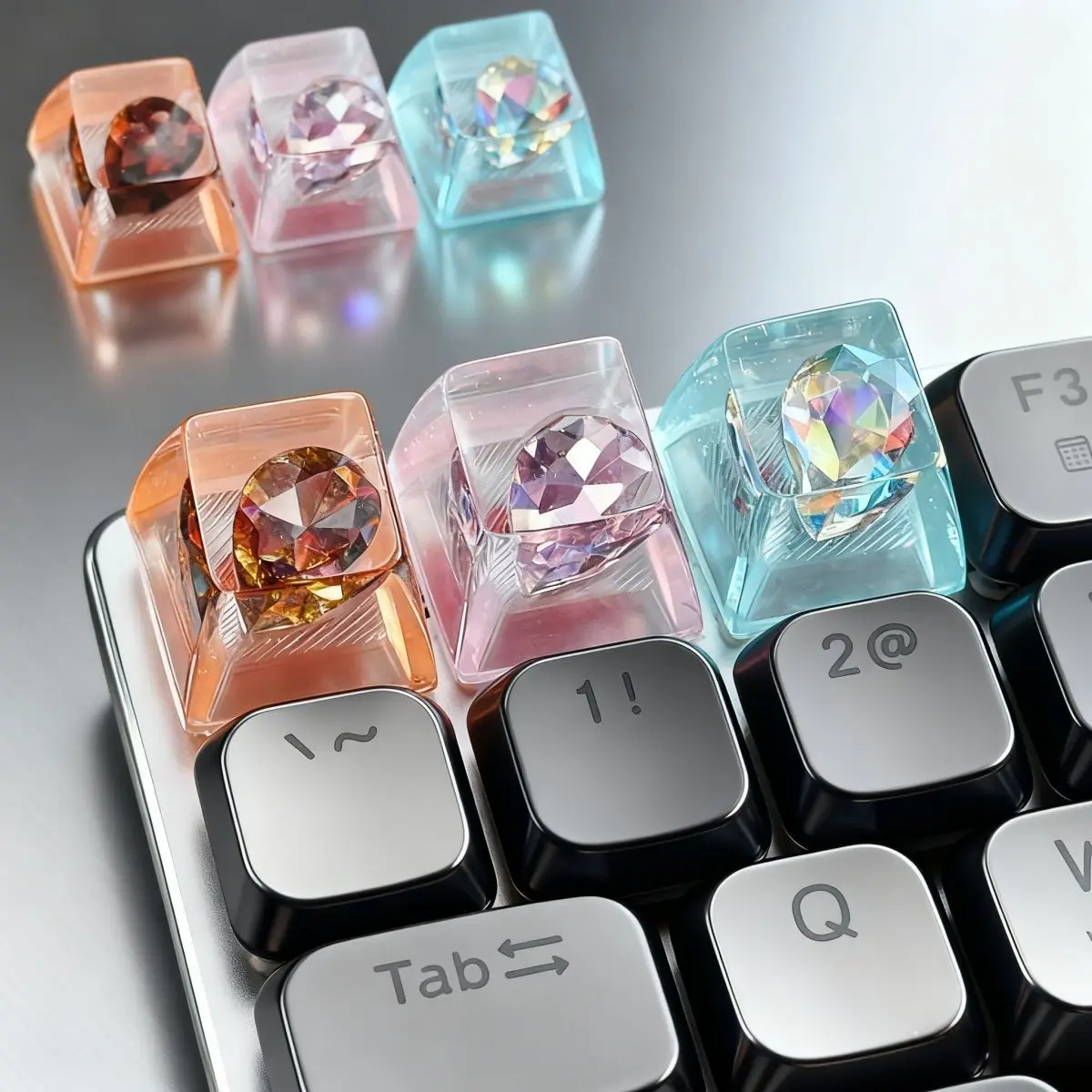 1PC Personalized Diamond Keycaps Mechanical Keyboard Game Keycap MX Switch SA R1 Height Birthday Gift