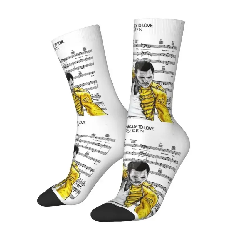 Kawaii Men's Freddie Mercury Dress Socks Unisex Breathbale Warm 3D Print Crew Socks